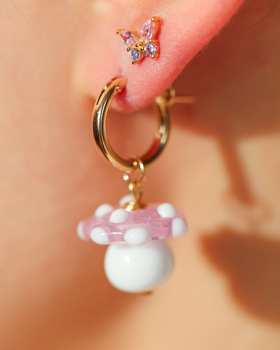 Toadstool Earrings in Baby Pink