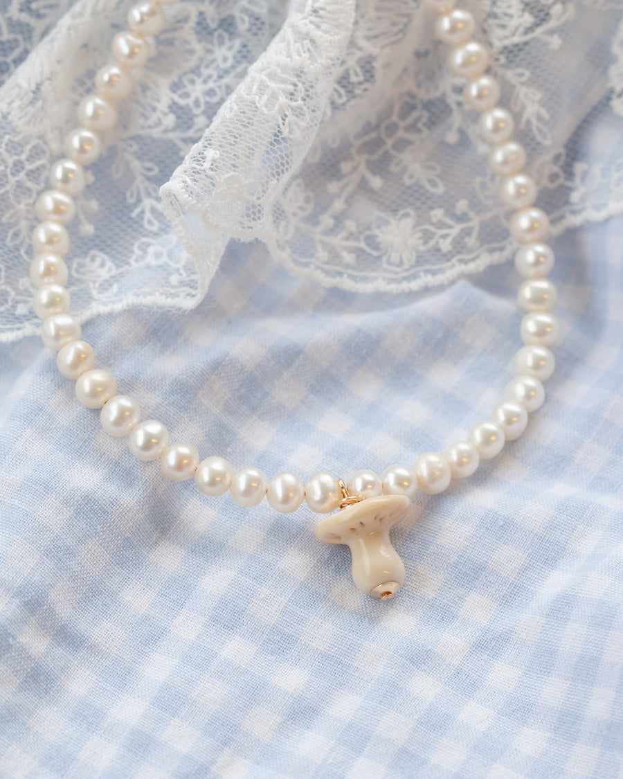 Pearly Button Mushroom Necklace