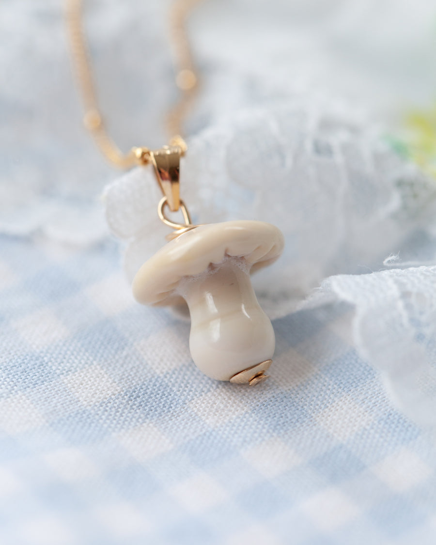 Button Mushroom Charm Necklace