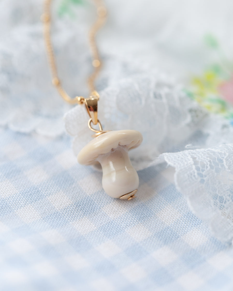 Button Mushroom Charm Necklace